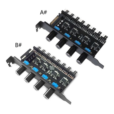 PC 8 Channels Fan Hub 4 Knob Cooling Fan Speed Controller for CPU Case HDD VGA PWM Fan PCI Bracket 12V Fan Control Power Supply ► Photo 1/6