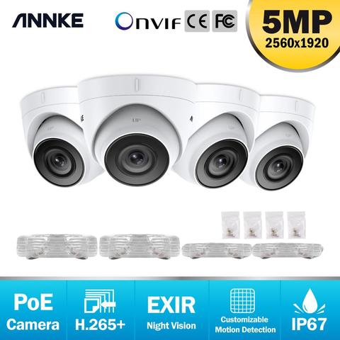 ANNKE 4PCS Ultra HD 5MP POE Camera Outdoor Indoor Weatherproof Security Network Bullet EXIR Night Vision Email Alert Camera Kit ► Photo 1/6