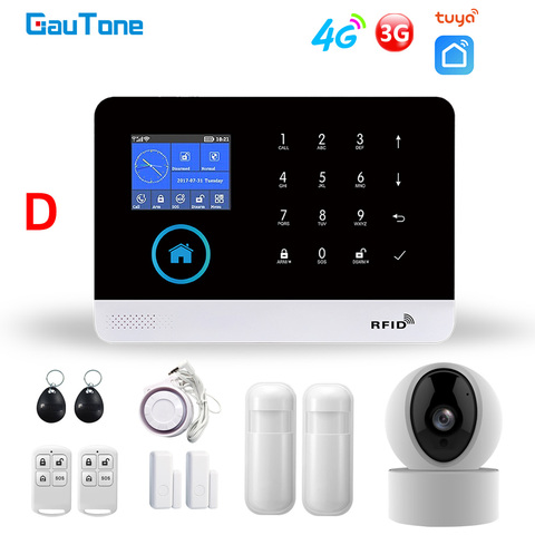 GauTone PG103 Tuya 4G 3G Alarm System GSM Home Security With IP Camera Wireless Solar Siren Support Alexa Smart Life ► Photo 1/6