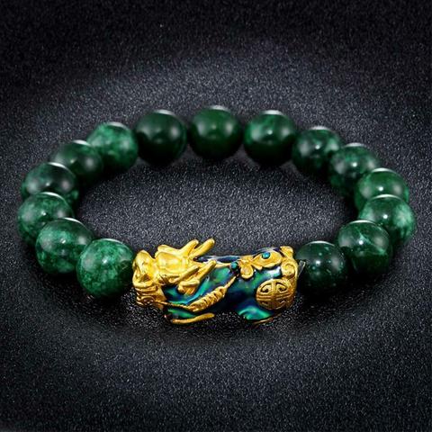 Stone Beads Bracelet Men Women Unisex Chinese Feng Shui Pi Xiu Obsidian Wristband Gold Wealth & Good Luck Pixiu Women Bracelets ► Photo 1/6