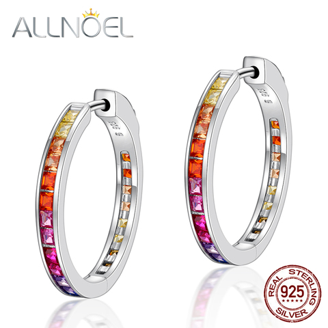 ALLNOEL 925 Sterling Silver Colored Zircon Earrings For Women  Gemstone Diamond Earrings Zircon Real Gold Party Fine Lewelry New ► Photo 1/6