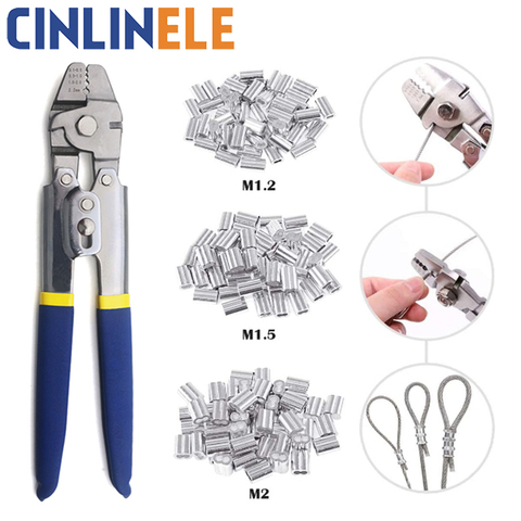 Wire Rope Crimping Fishing Swaging Tool Cable ferrule Crimps up to 2.2mm   Aluminum Tube Double Barrel Ferrule Loop Sleeve ► Photo 1/6