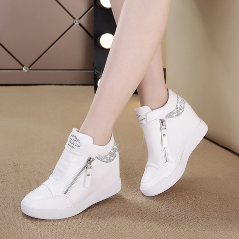 Winter Black White Hidden Wedge Heels sneakers Casual Shoes Woman high Platform Shoes Women's High heels wedges Shoes For Women ► Photo 1/6