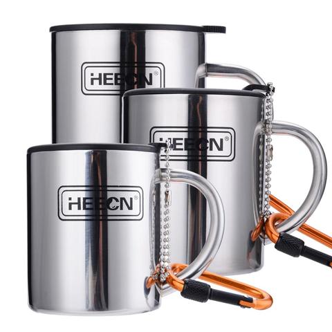 free ship Outdoor stainless steel mugs hiking buckle cup camping mugs with lid ► Photo 1/5