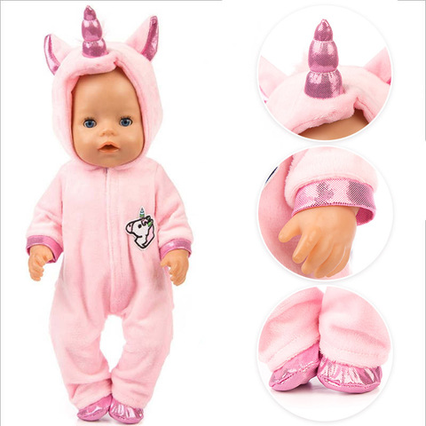 40cm New Born Baby Doll Clothes Rompers 17 Inch Bebe Doll Pajama Overall Set Accessories Baby Girl Birthday Gift ► Photo 1/6