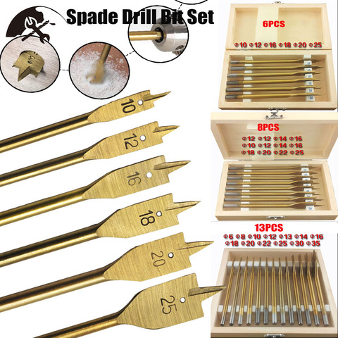 6/8/13pcs Hex Shank Spade Bit Flat Boring Bit Wood Flat Drill Bit Set ► Photo 1/5