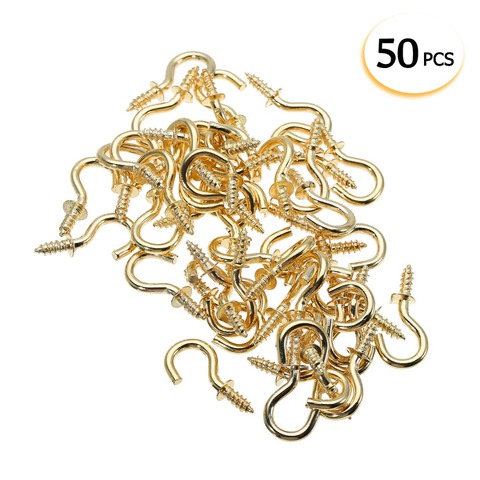 Shellhard 50Pcs Brass Cup Hooks Screws Coat Picture Cups Hanger Key Jewelry Display Holder Practical Hooks ► Photo 1/6