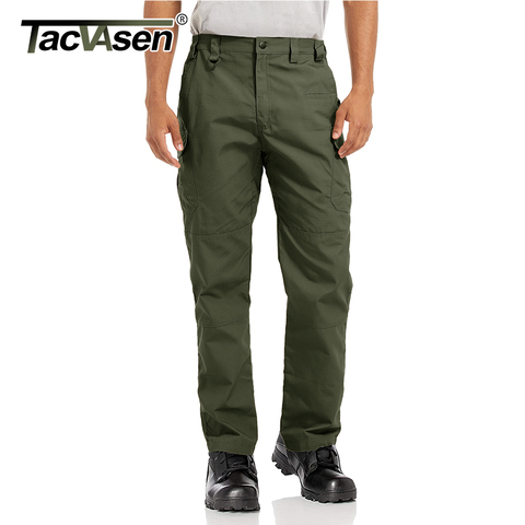 TACVASEN Rip-stop Cargo Pants Men's Work Trousers Full Length Tactical Hunting Hiking Military Army Pants Police Training Pants ► Photo 1/6