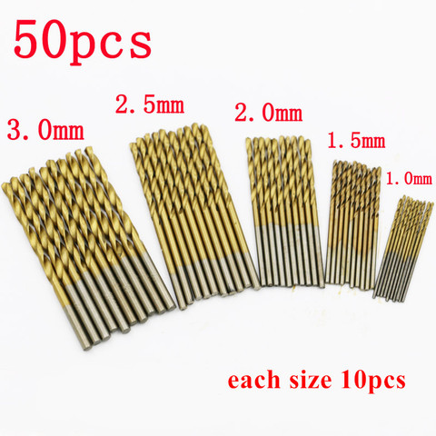 50Pcs 1Set Titanium Coated Drill Bits High Speed Steel Drill Bit Set High Quality Power Drilling Tools for Wood ► Photo 1/6