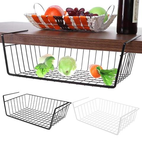 Metal Cabinet Closet Desk Kitchen Hanging Mesh Hollow Storage Basket Wire Bookcase Shelf Rack Organizer ► Photo 1/6