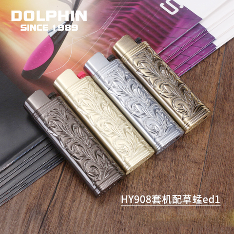 4 color DOLPHIN zinc alloy metal shell for cricket lighter 80*22*10mm ► Photo 1/6