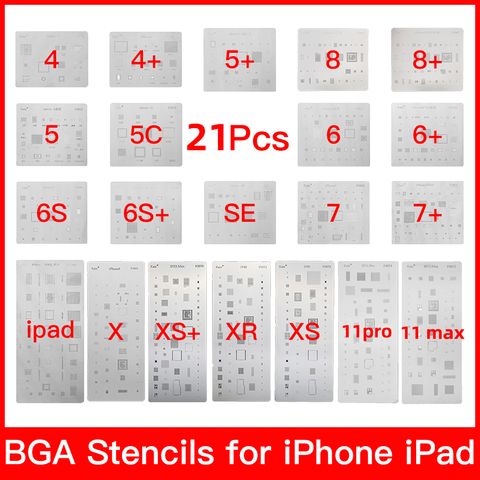 19 pcs full set IC Chip BGA Reballing Stencil Kits for iPhone XS MAX XR 8p 7 6s 6 SE 5S 5C 5 4S iPad high quality ► Photo 1/6