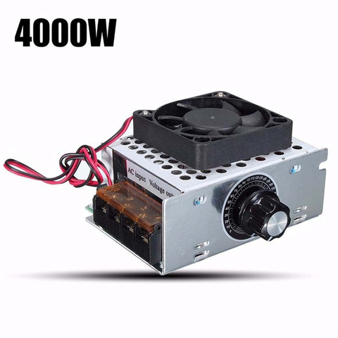 4000W 220V AC SCR Voltage Regulator Dimmer Electric Motor Speed Controller Electronic Temperature Volt Regulator With Fan ► Photo 1/6