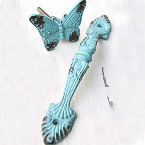 Mediterranean Style Single Hole Butterfly Handle Retro Wardrobe Cat Tail Double Hole Handle and Knob Drawer Wall Mounted Knob ► Photo 1/6