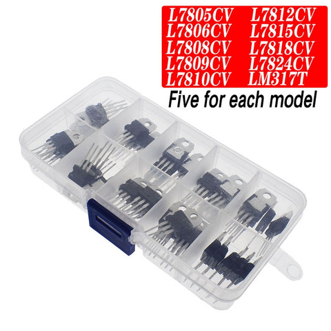 Suq LM317T L7805 L7806 L7808 L7809 L7810 L7812 L7815 L7818 L7824 Transistor Assortment Kit 10value 50PCS Voltage Regulator Box ► Photo 1/6