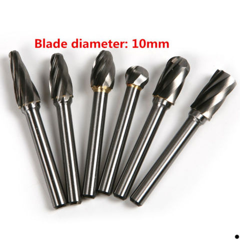 Fixmee 6pcs 6*10mm Tungsten Carbide 8 Flutes Rotary Burrs Point File Cutter Drill Bit ► Photo 1/3