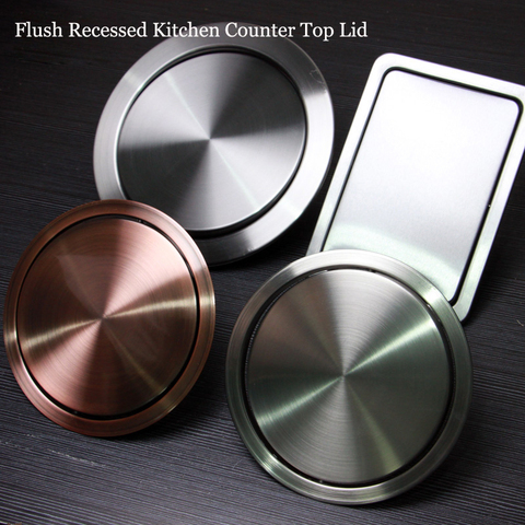 Stainless Steel Flap Lid Trash Bin Cover Flush Recessed Built-in Balance Kitchen Counter Top Swing Garbage Can Lid ► Photo 1/6