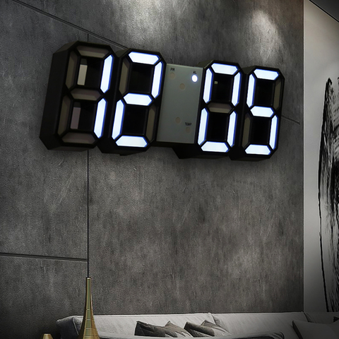 Wall Clock Digital Alarm Modern Kitchen Electronic Smart 3D USB Power Supply LED Time Date Temperature Display Desktop Bedroom ► Photo 1/6