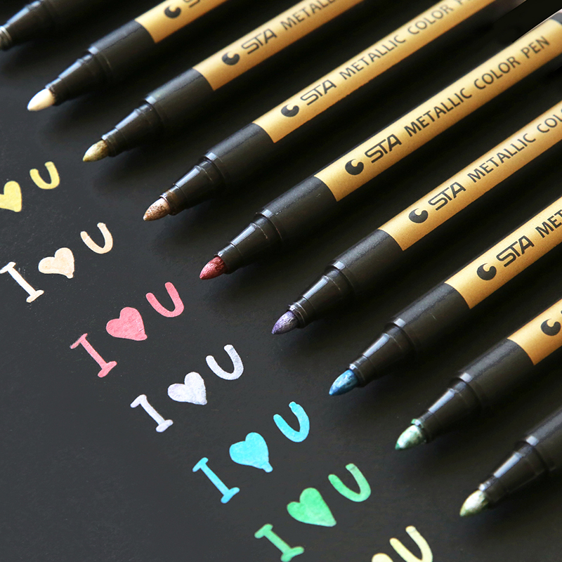 24 Colors Metallic Micron Pen Detailed Marking Metal Marker For Album Black  Paper Drawing School Art Supplies 0.7mm Paint Pens - Paint Markers -  AliExpress