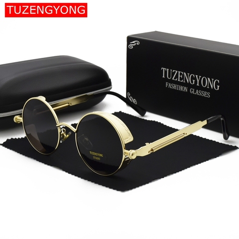 2022 Gothic Steampunk Sunglasses Polarized Women Brand Designer Men Vintage Round Metal Frame Sun Glasses High Quality UV400 ► Photo 1/6