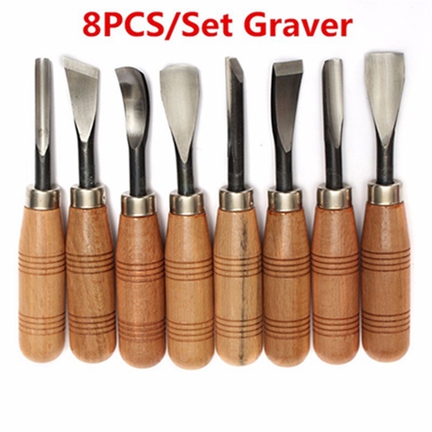 8Pcs/set Dry hand Wood Carving Tools Chip Detail Chisel set Knives tool ► Photo 1/5