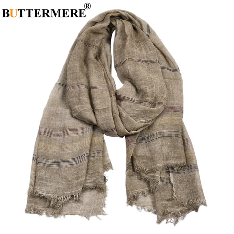 BUTTERMERE Men Scarves Autumn Winter Cotton Linen Scarf Men Khaki Black Navy Pink Khaki Warm Long Fashion Brand Mens Scarfs ► Photo 1/6