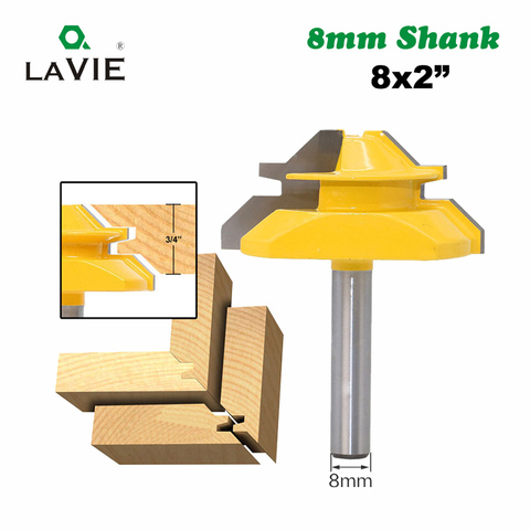 LA VIE 1PC 8mm Shank 45 Degree Mortise Tenon Knife Medium Lock Miter Router Bit 3/4