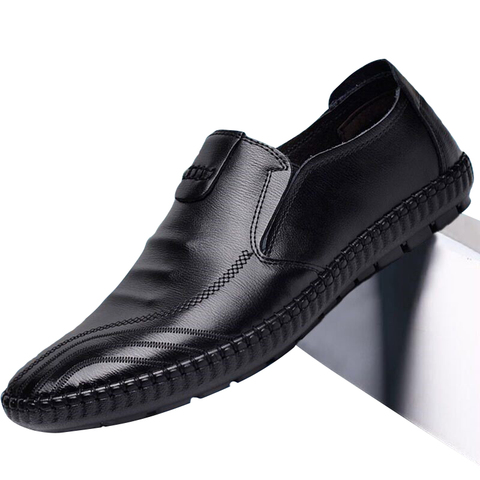 2022 New Luxury Men Leather Drive Shoes Genuine Leather Men's Casual PU Leather Shoes Feet Casual Flat Peas Men's Shoes Lazy ► Photo 1/6