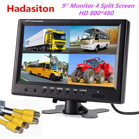 9 inch 4 Split Screen Car Monitor Headrest monitor 4 video input Use for Truck Bus Car Motorhome Boat and CCTV Security System ► Photo 1/6