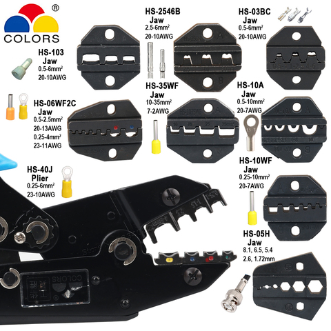 0.25-6MM2 23-10AWG Crimping Pliers HS-40J Insulation Non insulation Coaxial Cable Terminals Clamp Tools Kit 230mm HS-03BC 05H ► Photo 1/6