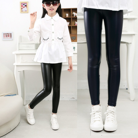 2-12Y Girls Leggings Spring Autumn Kids Skinny Trousers Children Winter Clothing Girl Warm Pencil Pants Black Leather Leggings ► Photo 1/6