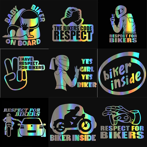 Motorcycle Sticker Respect for Bikers Reflective Car Stickers Moto Auto Decal Funny JDM Vinyl On Car styling ► Photo 1/6