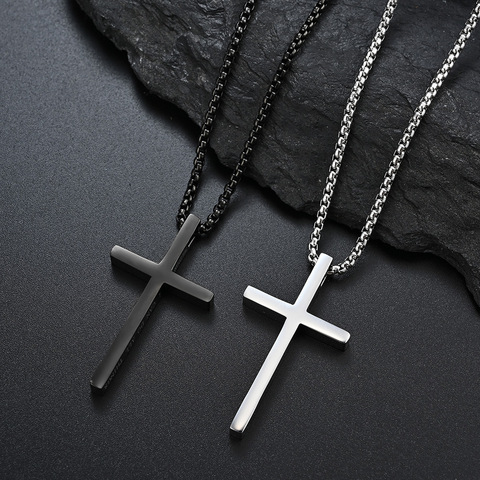 Philippians I CAN DO ALL THINGS Cross Necklace Pendant for Men Stainless Steel Simple Inspirational Male Gift ► Photo 1/6