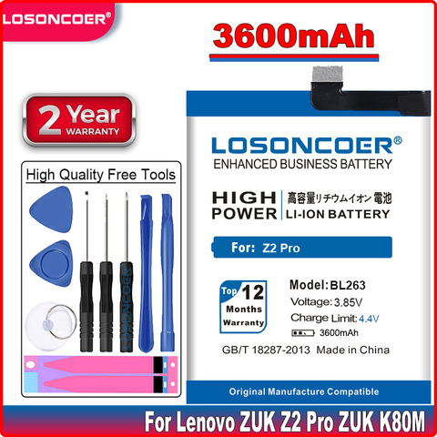 LOSONCOER 3600mAh BL263 Battery Fit for Lenovo ZUK Z2 Pro ZUK K80M,K920 Battery+Quick Arrive ► Photo 1/6