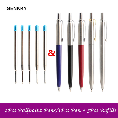 1PCS GENKKY Ballpoint Pen Office Commercial Press Metal Ballpoint Pens gift Pen Core Solventborne Automatic Ball Pens For School ► Photo 1/6