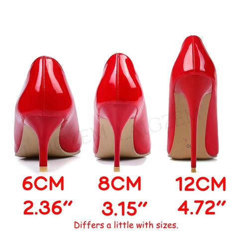 LAIGZEM FASHION Women Heels Pointy Toe Stiletto High Heels 6/8/12CM Pumps Dress Wedding Work Basic Shoes Woman Big Size 33-47 ► Photo 1/6