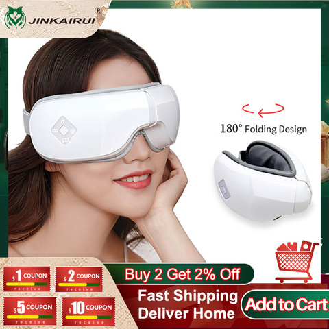 Jinkairui Electric Bluetooth Foldable New Upgrade Eye Massager Vibration HeatCompress Music Pressure Massage Relieve Eye Fatigue ► Photo 1/6