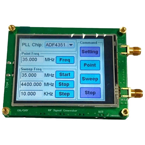 HLZS-35-4400M ADF4351 ADF4350 RF Signal Source Signal Generator Wave/Point Frequency Sweep Touch Screen LCD Display Control ► Photo 1/6