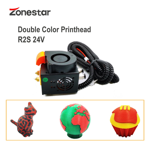 ZONESTAR New Upgraded Double Color R2S 24V 2-IN-2-OUT HOTEND  Double Extruder Printheads 3D Printer ► Photo 1/5