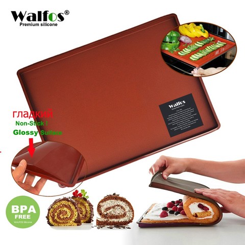 WALFOS 1pc Non-Stick Silicone Oven Mat Cake Roll Mat Baking Mat Functional Baking Macaron Cake Pad Swiss Roll Pad Bakeware Bakin ► Photo 1/6