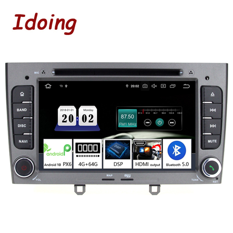 Idoing 7inch 2Din Car Android 10 Radio Multimedia Player For Peugeot308 PX6 4G+64G 8Core IPS screen GPS Navigation TDA7850 2 din ► Photo 1/6