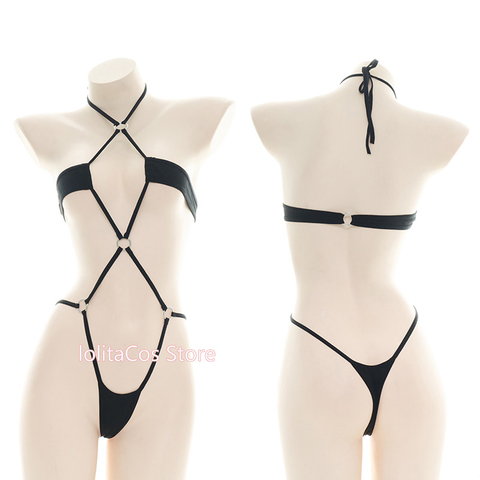Women's Sexy  Ring Buckles One-Piece Bikini Set Cosplay Cool Girl Punk Retro Private Lace-Up Suspenders Jumpsuits Pajamas Suit ► Photo 1/5