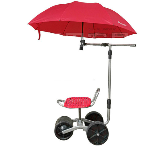 Garden Cart Tool Planting Picking Stool Garden Cart Rolling Work Seat Garden Cart Stool with Umbrella Bracket Moving Work Chair ► Photo 1/6