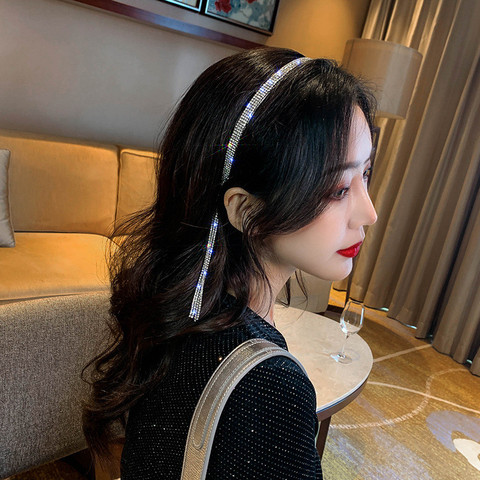 FYUAN Korea Style Full Rhinestone Headband for Women Bijoux Long Tassel Crystal HairClip Wedding Hair Accessories Jewelry Gifts ► Photo 1/6