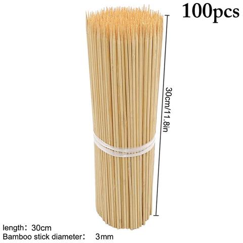 30cm 100pcs Bamboo Wooden BBQ Skewers Food Bamboo Meat Tool Barbecue Party Disposable Long Sticks Catering Grill Camping ► Photo 1/6