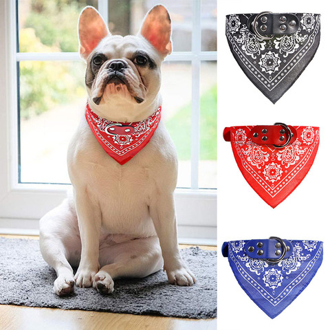 Pet Bandanas Collar for Dogs Cats Adjustable PU Leather Triangular Bibs Scarf Collar with Paisley Pattern for Puppy Accessories ► Photo 1/6