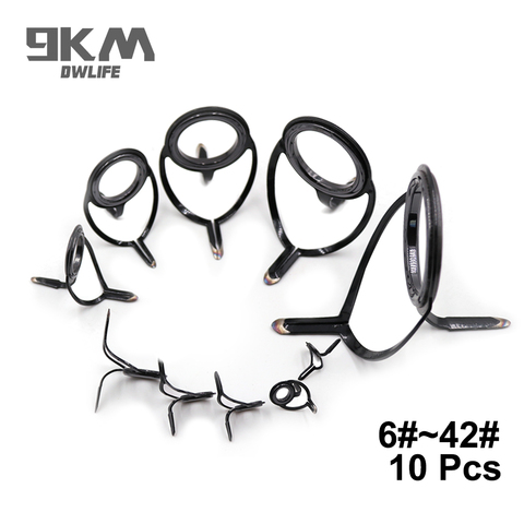 Rod Repair Kit Fishing Rod Guides Line Rings Eyes Sets 10Pcs Mixed Size Freshwater Saltwater Fishing Accessories Building 6#~42# ► Photo 1/6