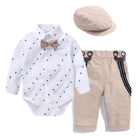 Romper Clothes Set For Baby Boy With Bow Hat Gentleman Striped Summer Suit With Bow Toddler Kid Bodysuit Set Infant Boy Clothing ► Photo 1/6