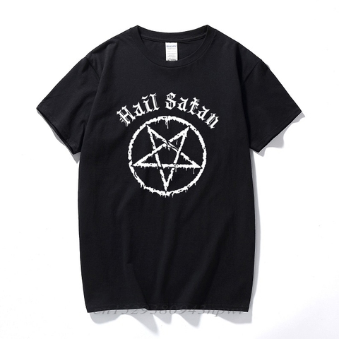 Hail Satan T-Shirt Pentagram rock goth unholy satanic punk emo alternative Gift Top Fashion streetwear tee shirt homme ► Photo 1/5