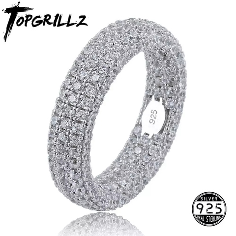 Best Quality 925 Sterling Silver Stamp Ring Full Iced Out Cubic Zirconia Mens Women Engagement Rings Charm Jewelry For Gifts ► Photo 1/6